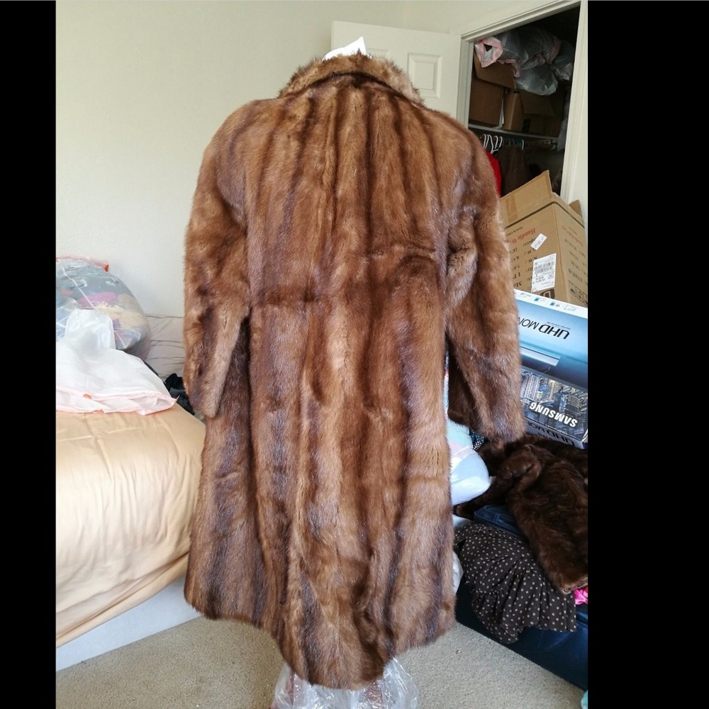 Genuine Mink Fur Rex Fur Trim Virgin Wool Coat in White